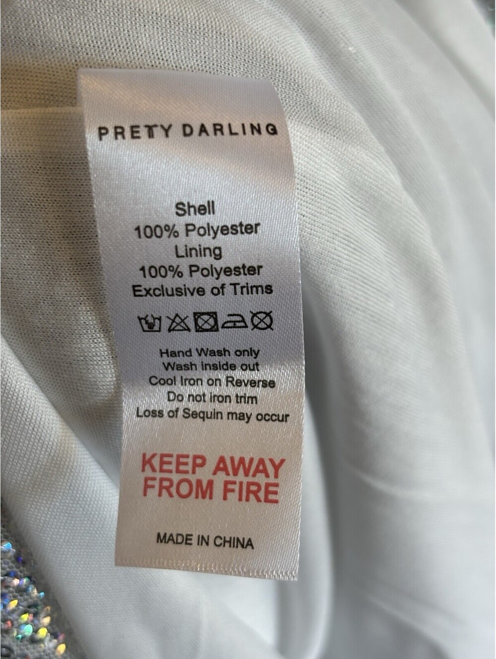 NWT Pretty Darling Silver Sequin Wrap Long Sleeve Maxi Dress White Size 2 - Picture 8 of 8